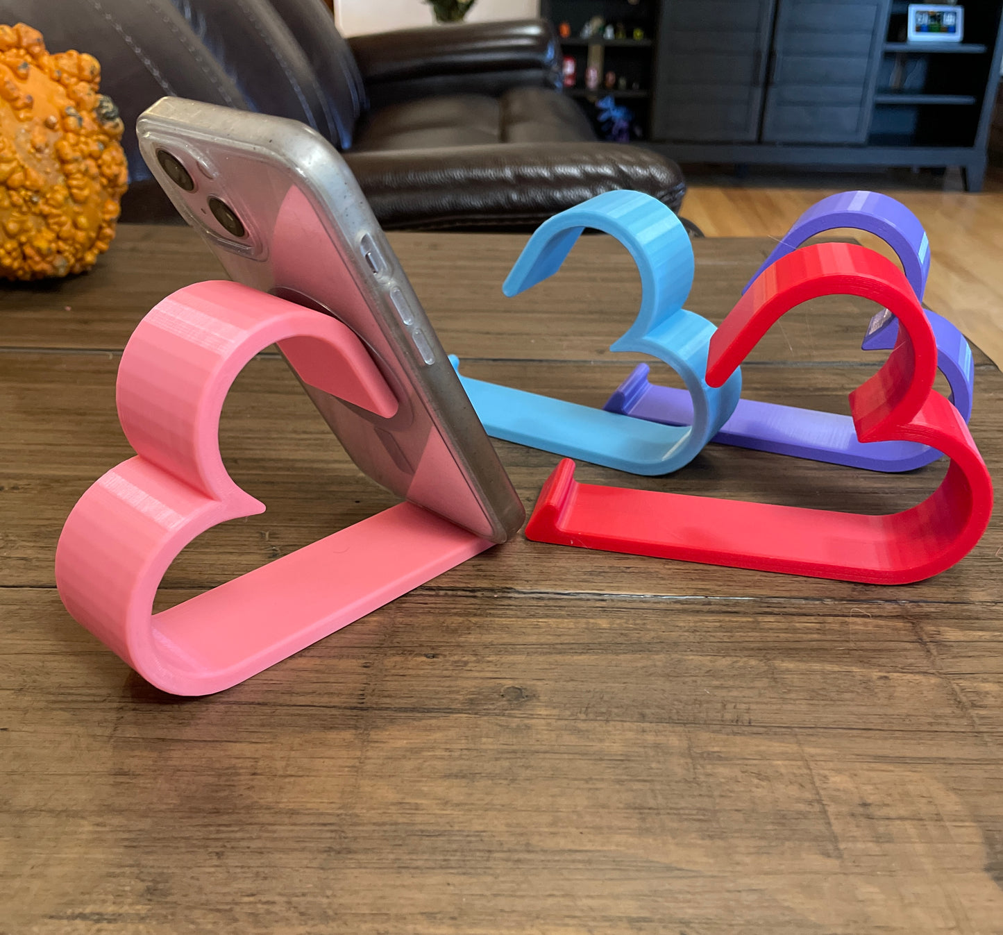 Heart Shaped Phone Stand - Pink Glow In The Dark