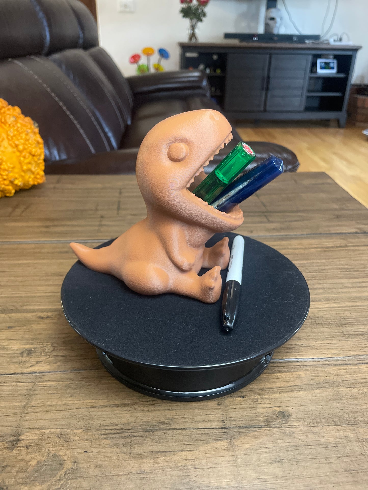 Chocolate Brown Baby T-Rex Pen and Pencil Holder