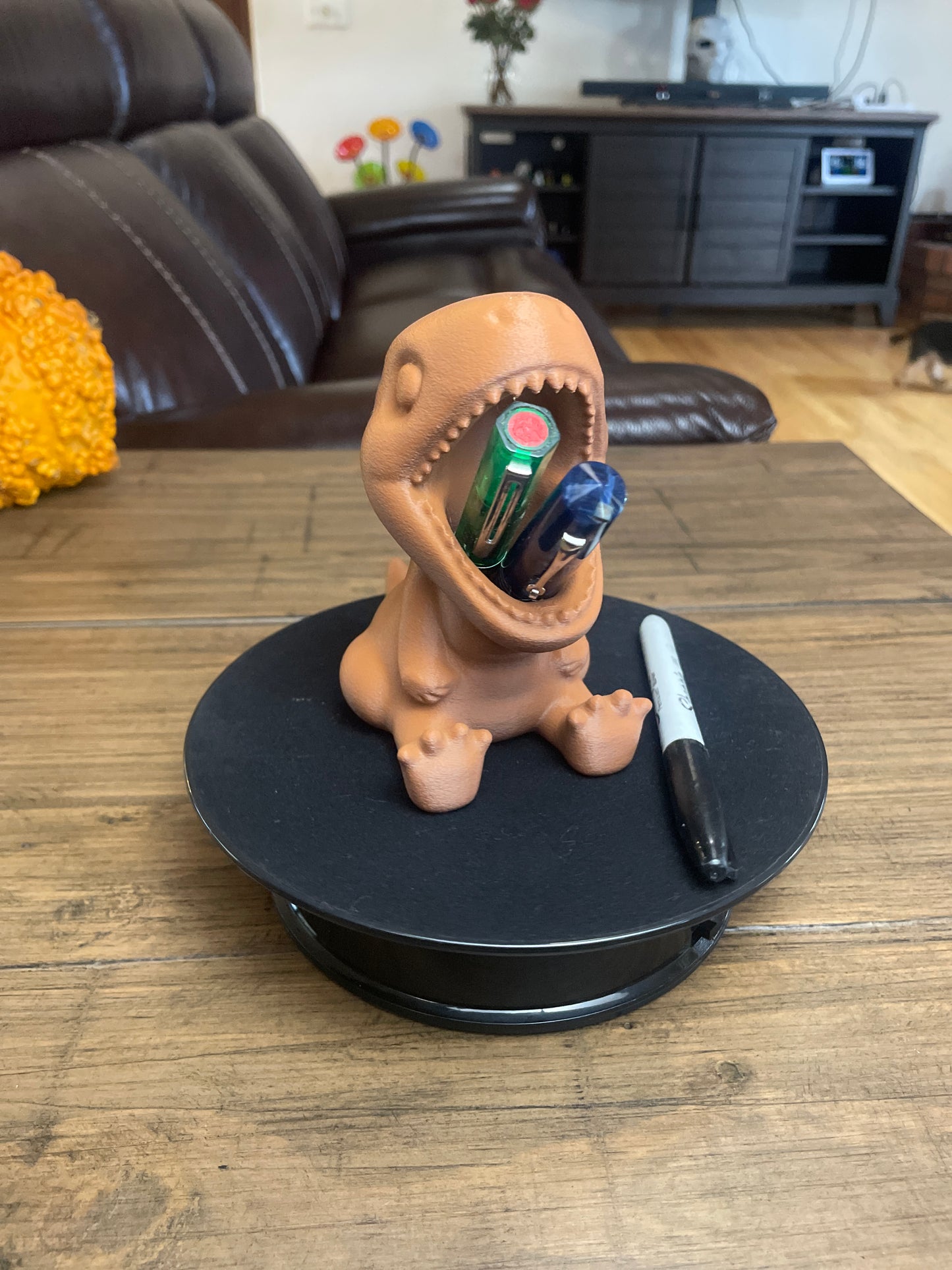 Chocolate Brown Baby T-Rex Pen and Pencil Holder