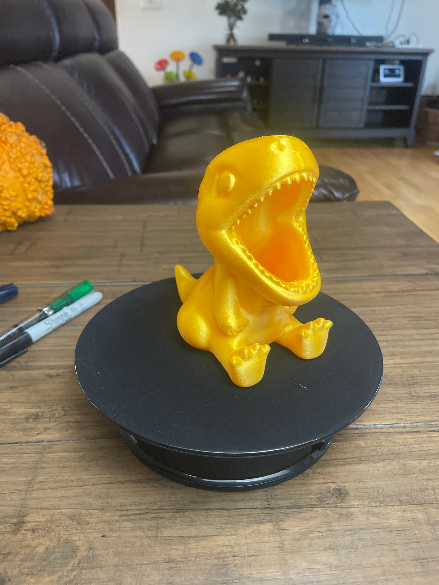 Gold Baby T-Rex Pen and Pencil Holder