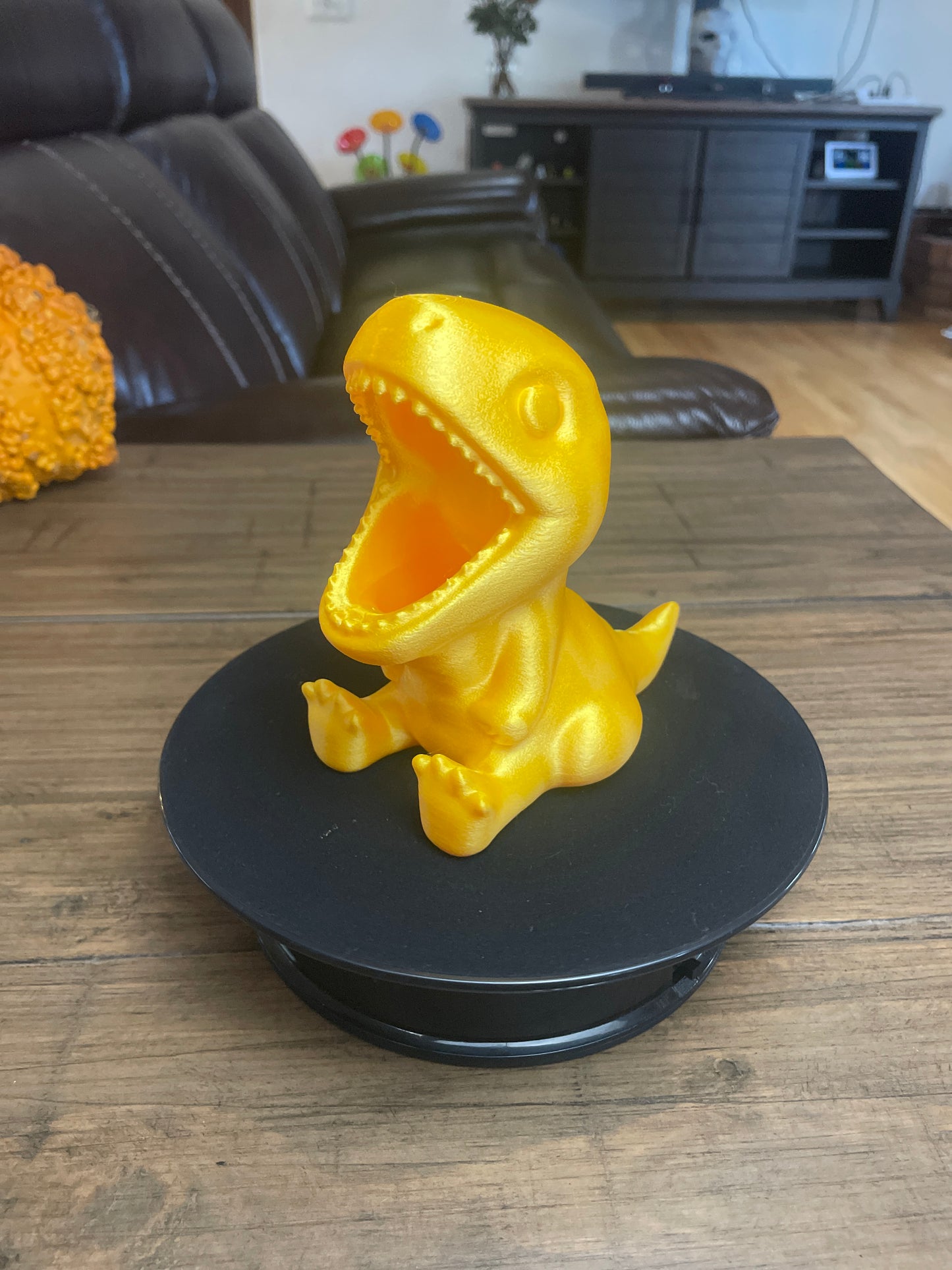 Gold Baby T-Rex Pen and Pencil Holder