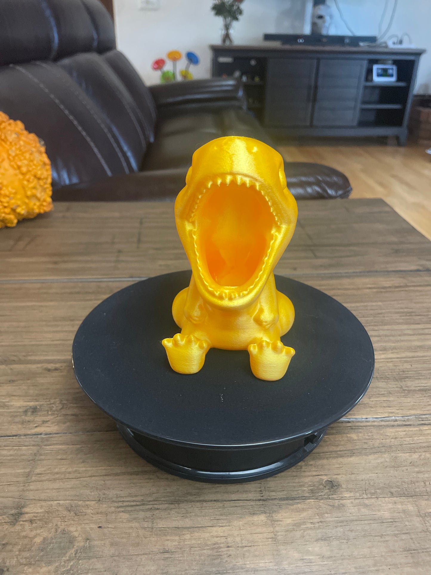 Gold Baby T-Rex Pen and Pencil Holder