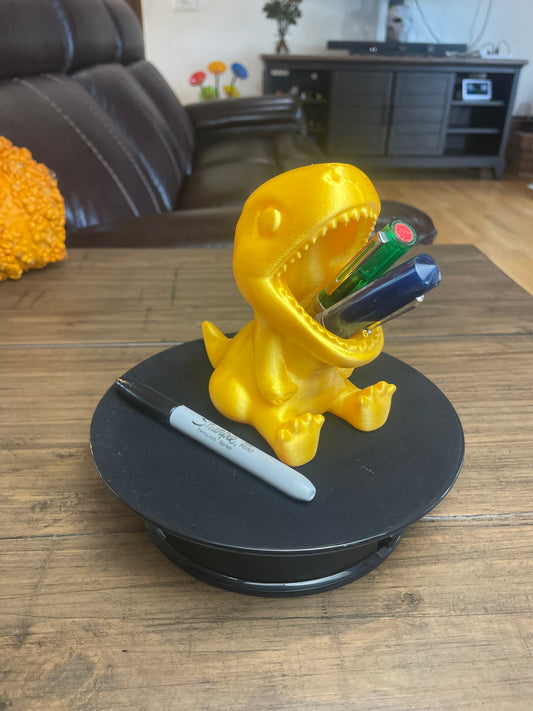 Gold Baby T-Rex Pen and Pencil Holder